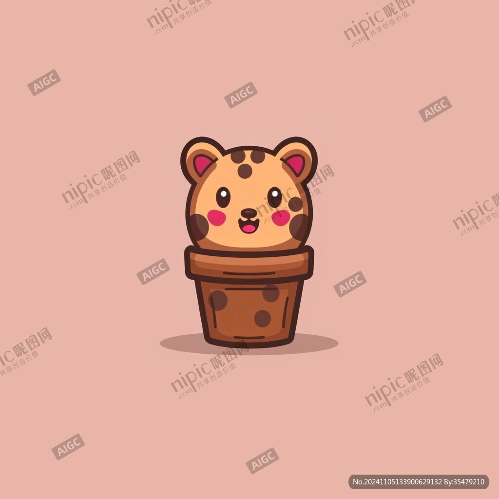盆栽上的小熊