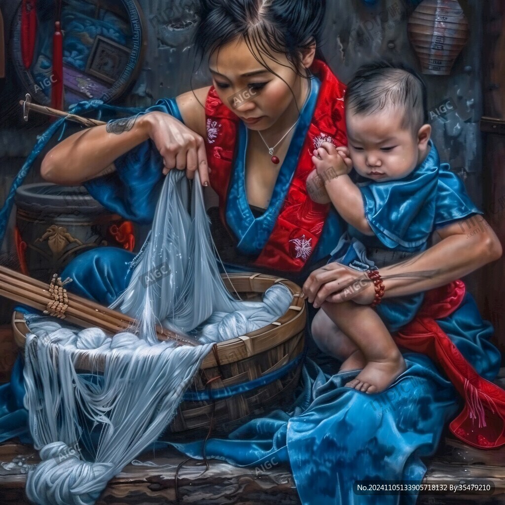 织布人物蜡像