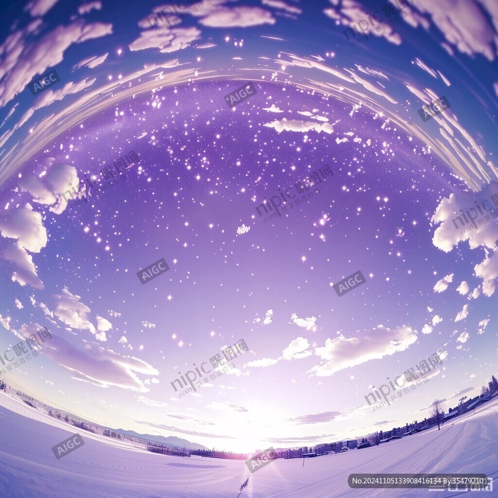 手绘紫色梦幻场景