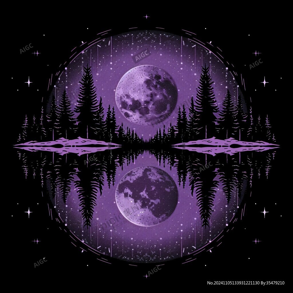 水面倒影月圆之夜