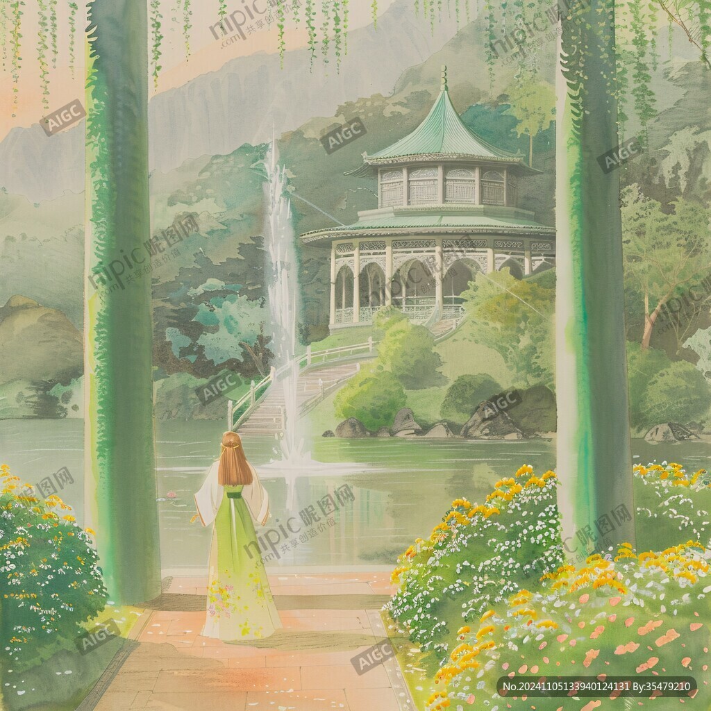 插画爱晚亭