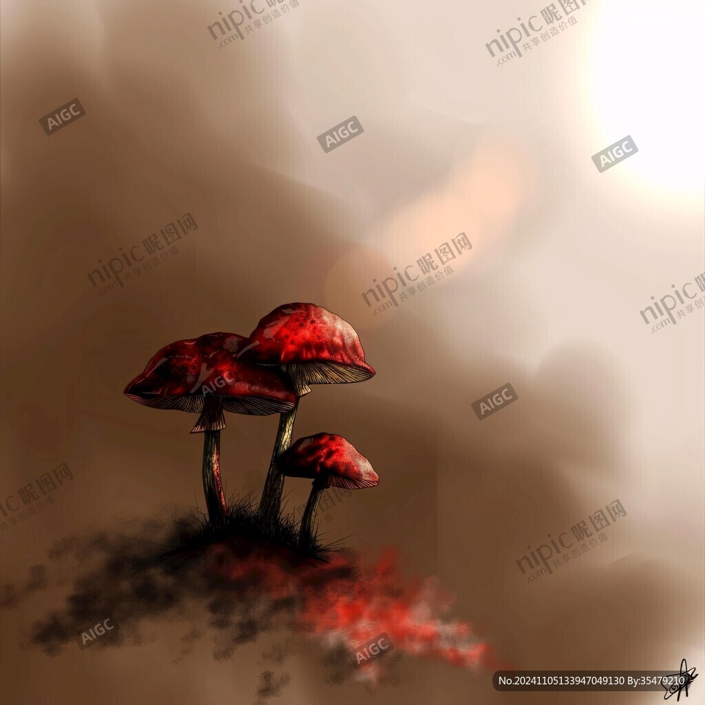 红菇插画手绘