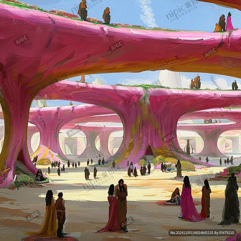 粉色奇幻建筑物