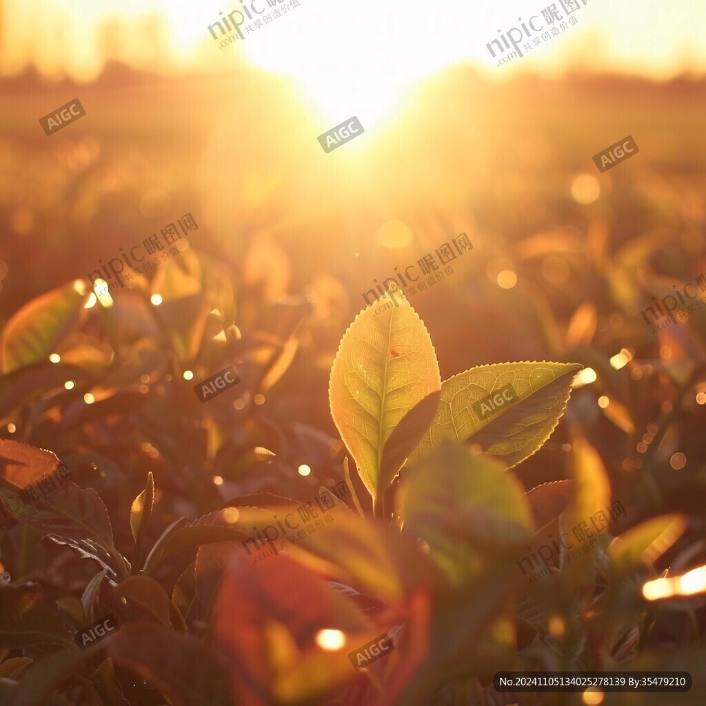夕阳与树叶