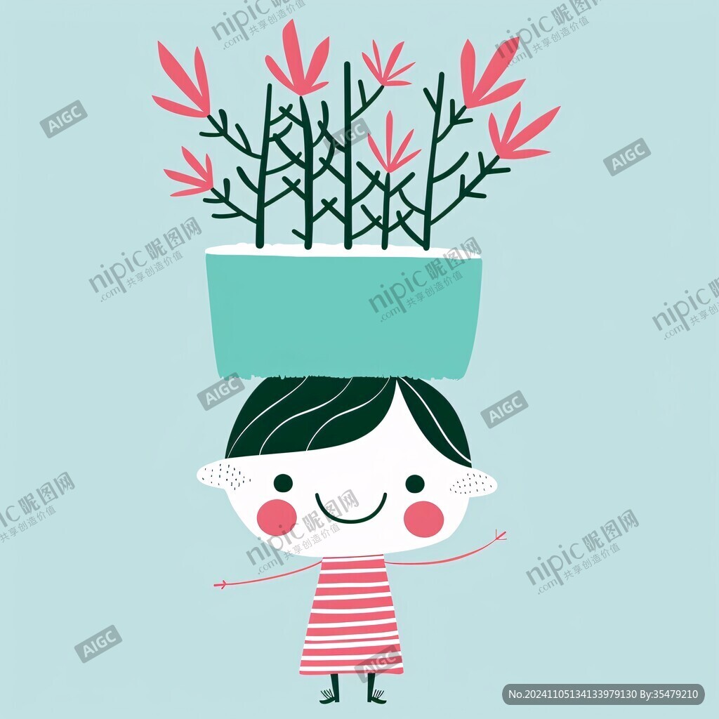 绿植女孩卡通形象