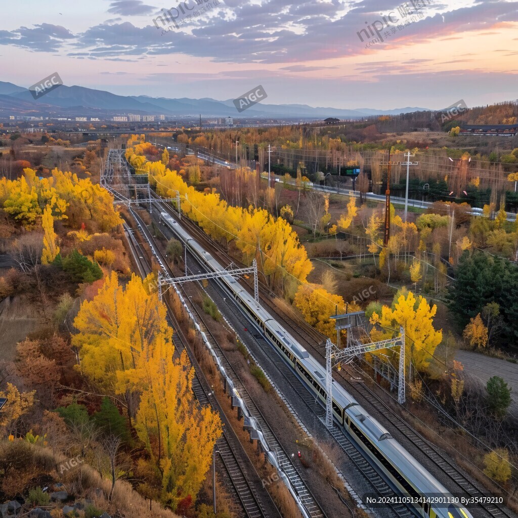 动车秋景