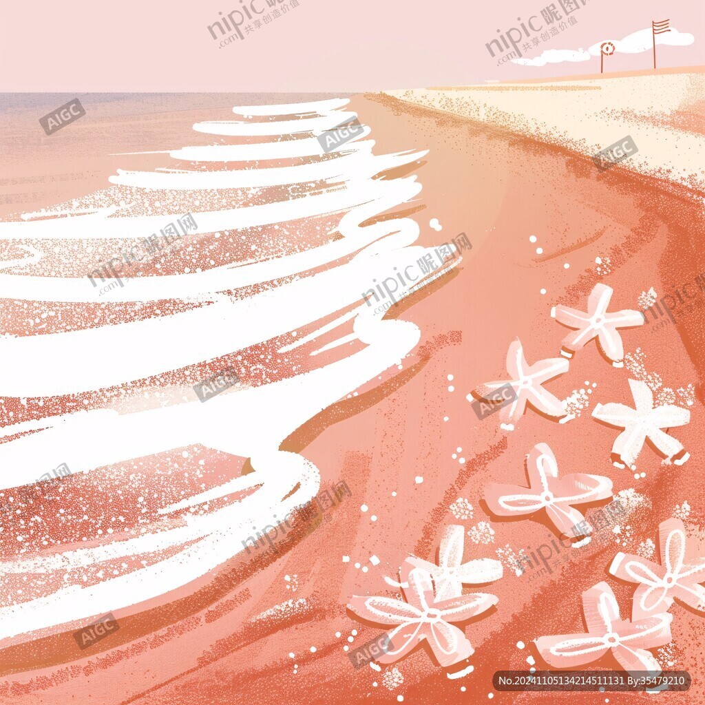 红海滩插画
