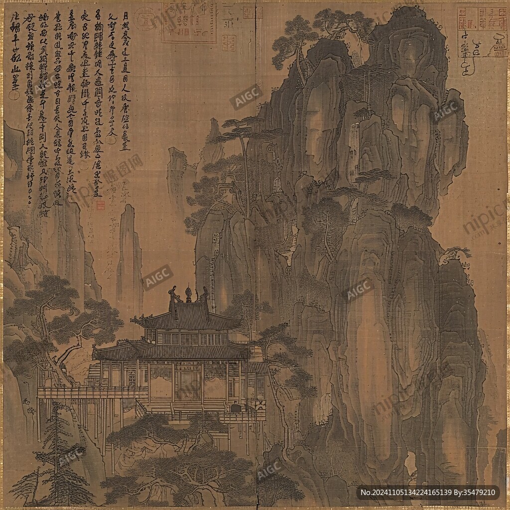 山阁清秋图卷