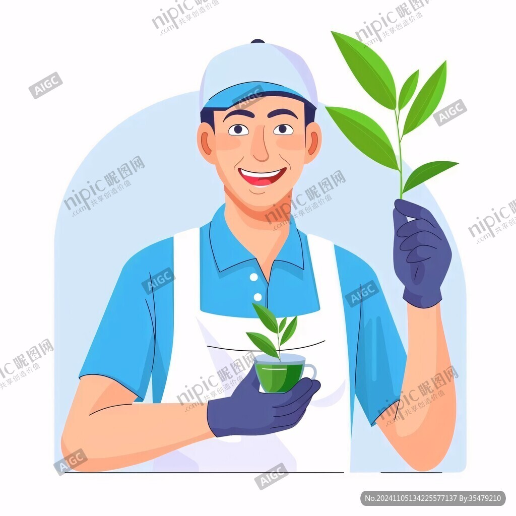 采茶人采茶插画