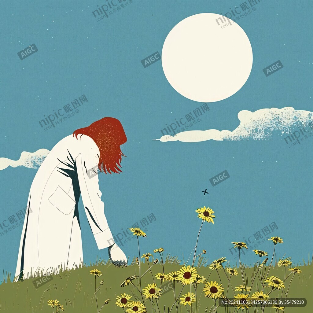 花丛女人背影