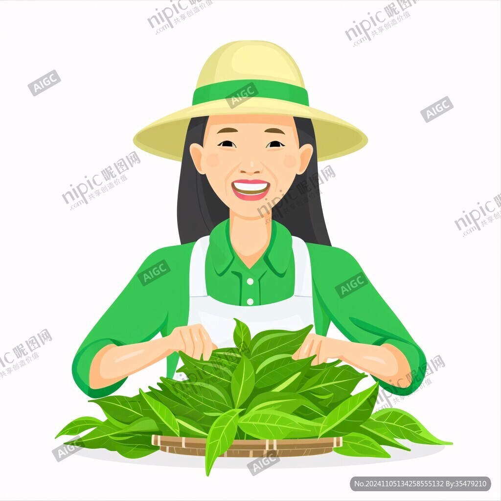 采茶叶插画