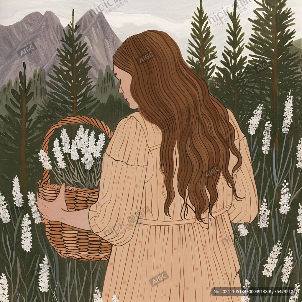 森系人物插画