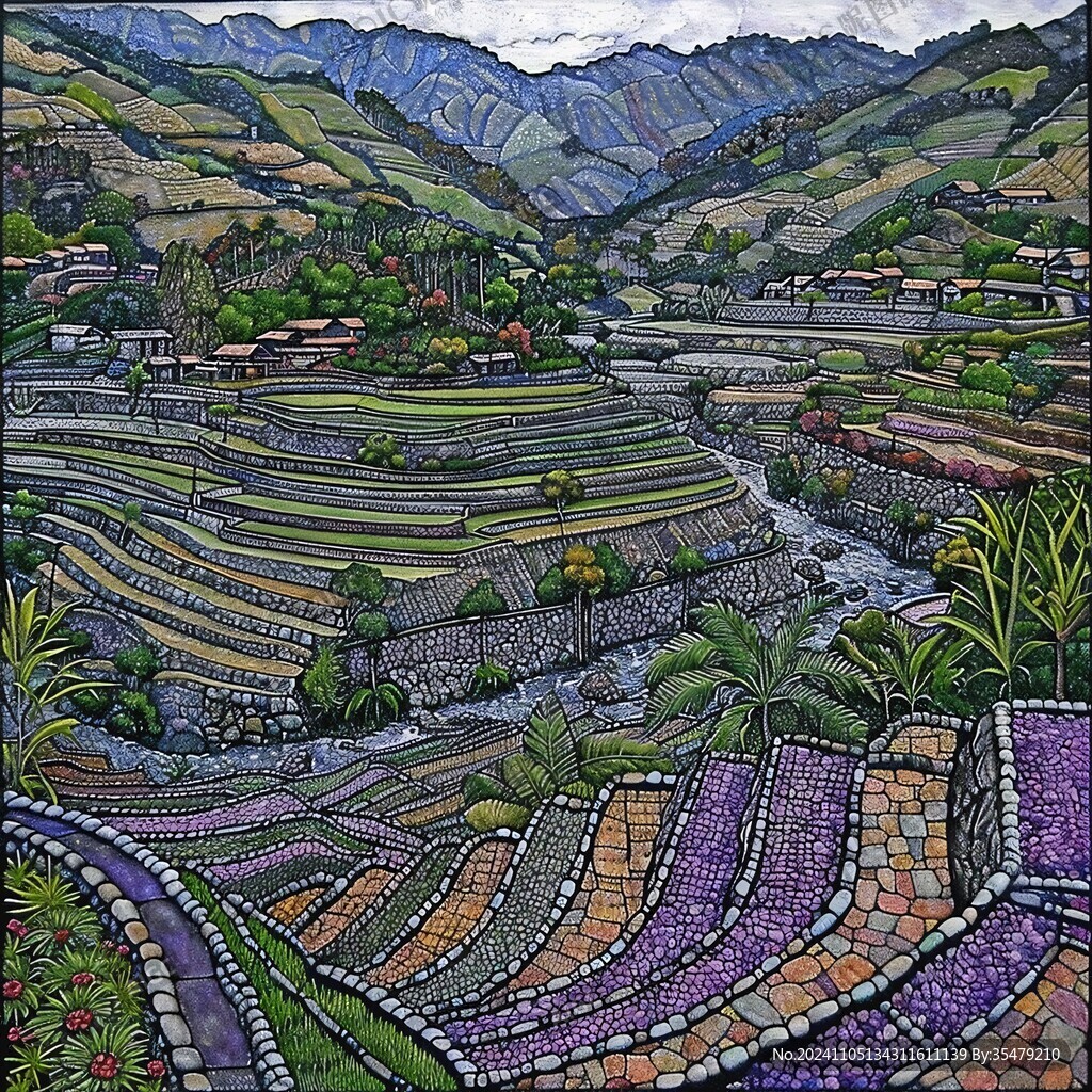 梯田美术绘画