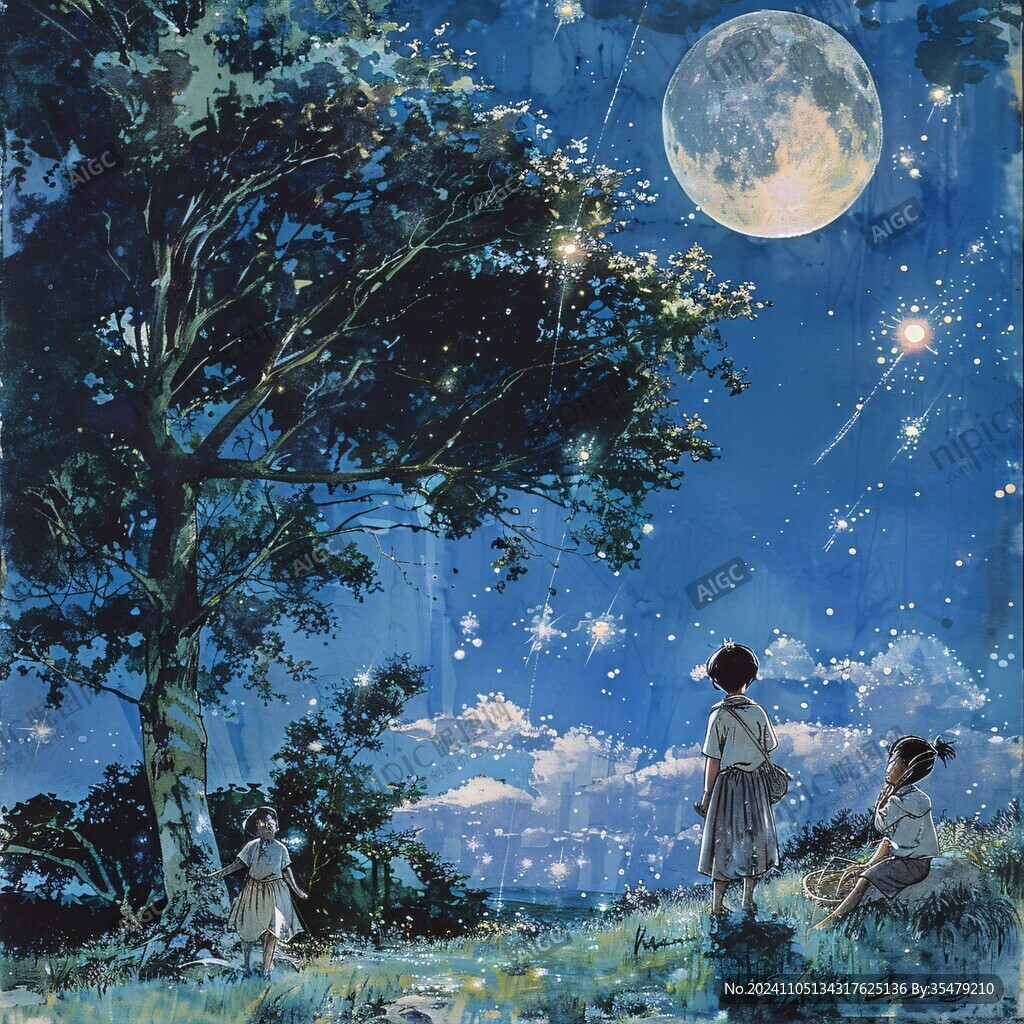 星月夜吹箫图