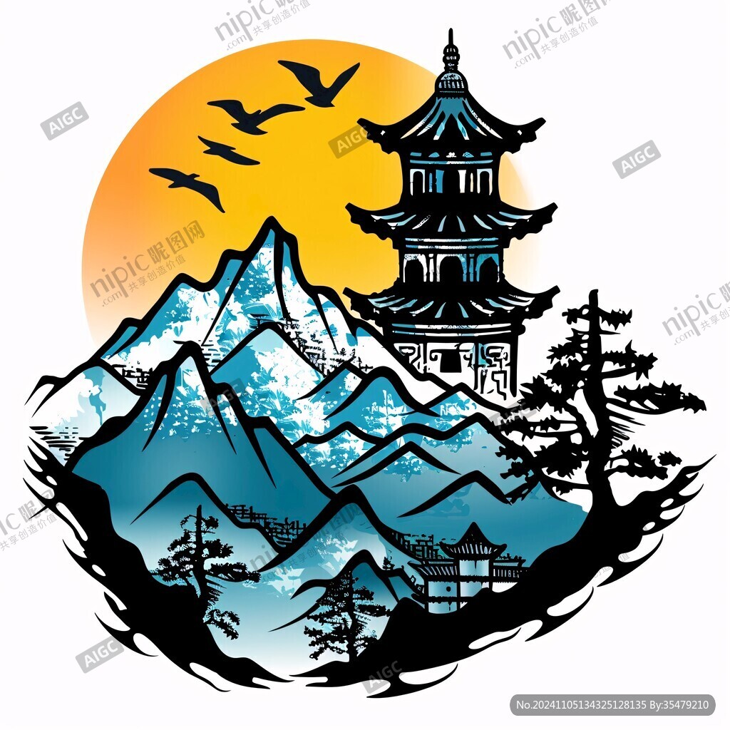 文笔塔插画