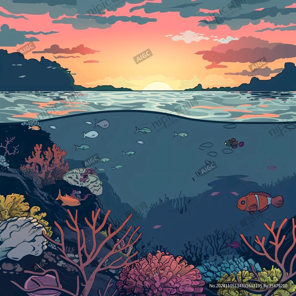 珊瑚礁插画