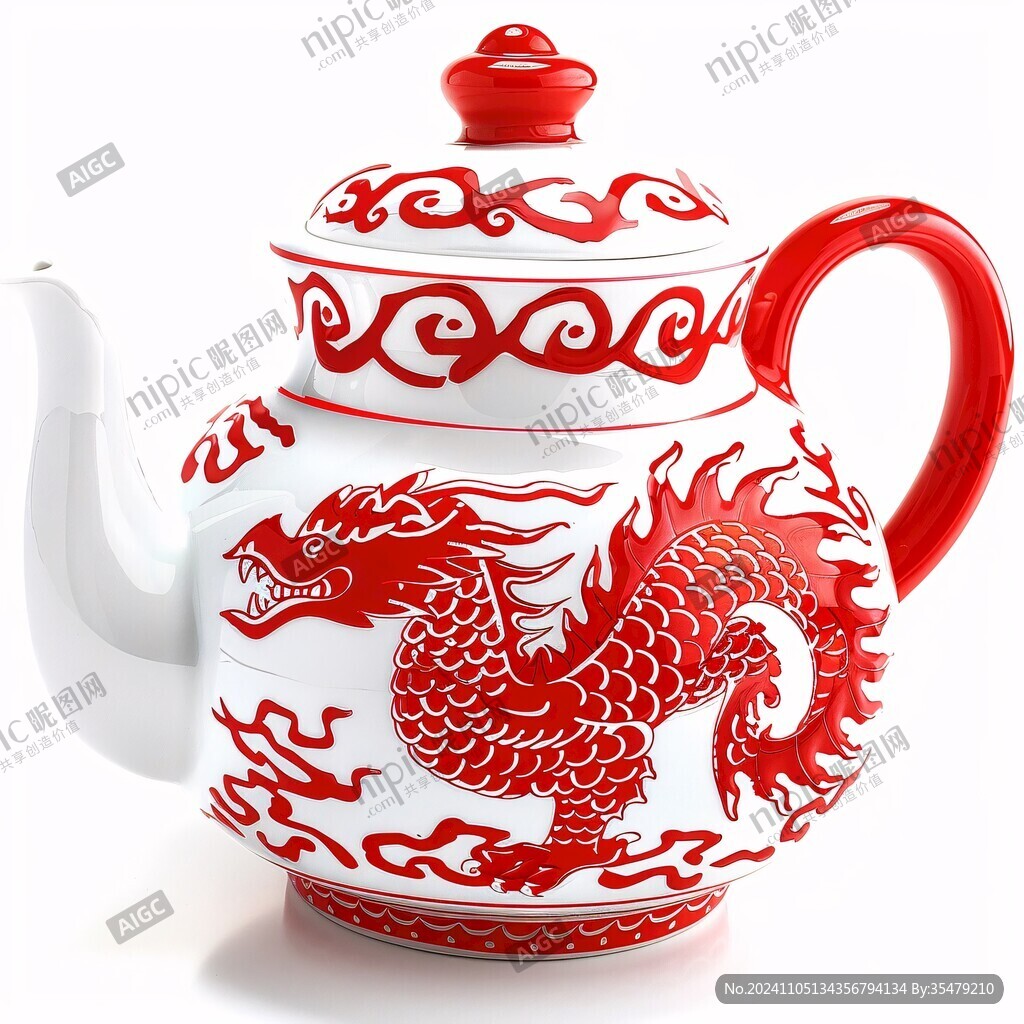 双龙瓷壶