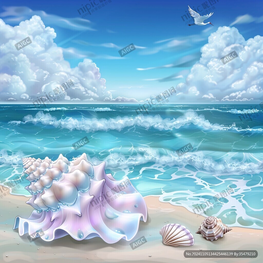 海面卡通鱼贝壳