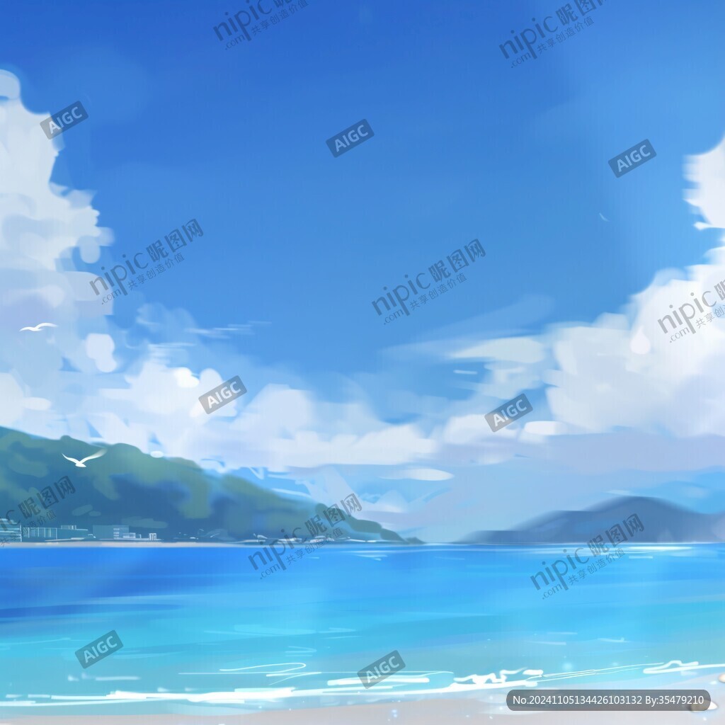 插画海边