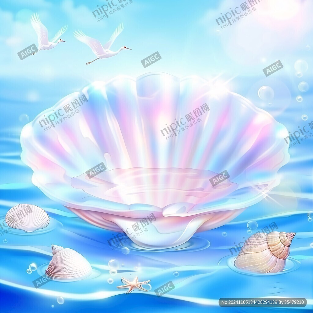 海面卡通鱼贝壳