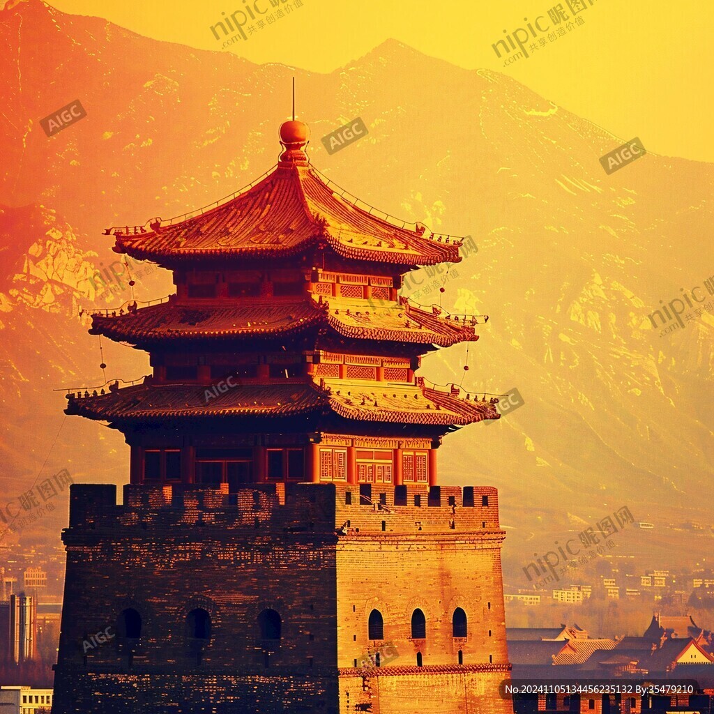 城楼日出清晨