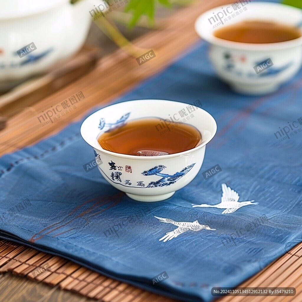 功中式传统茶杯杯垫