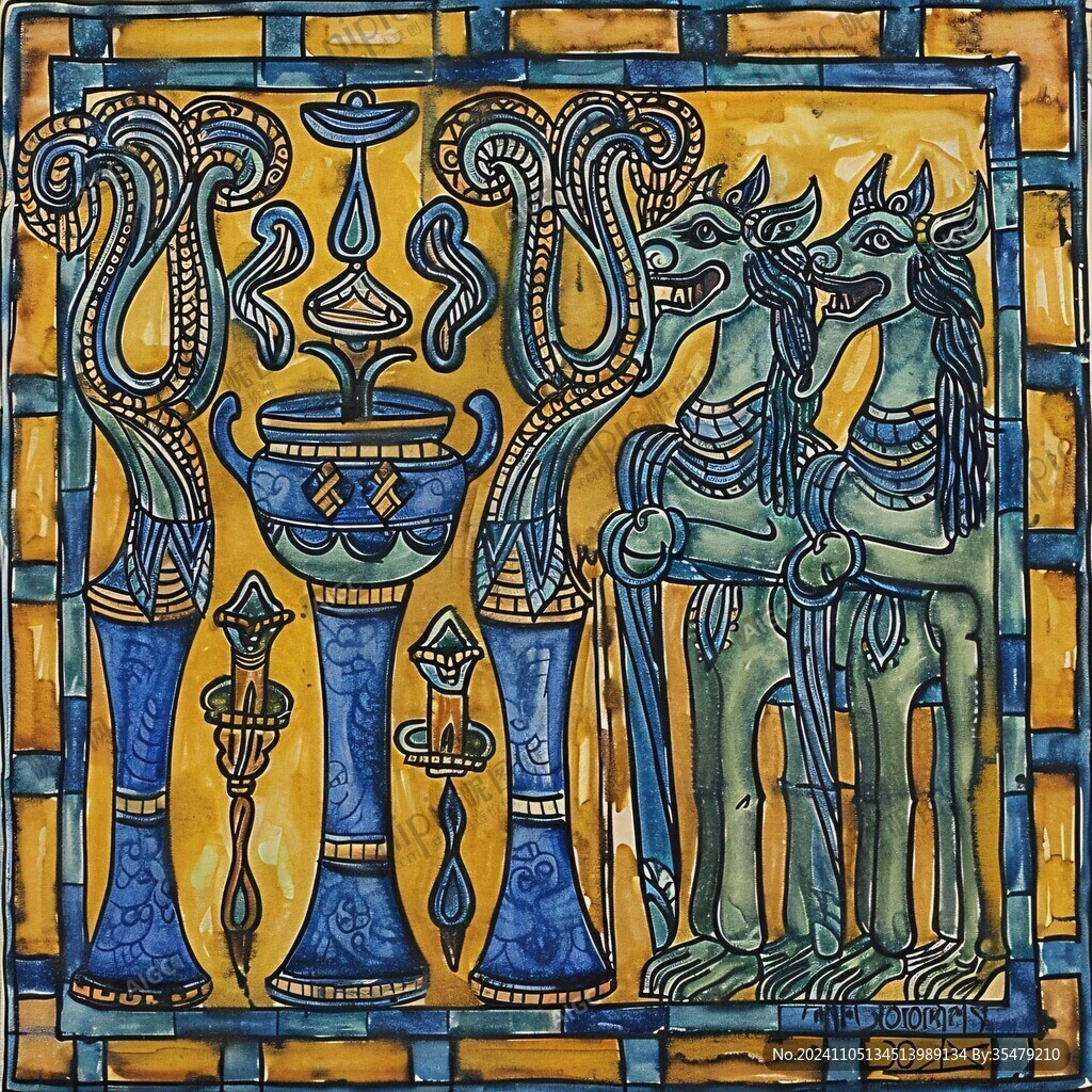 埃及插画手绘装饰画