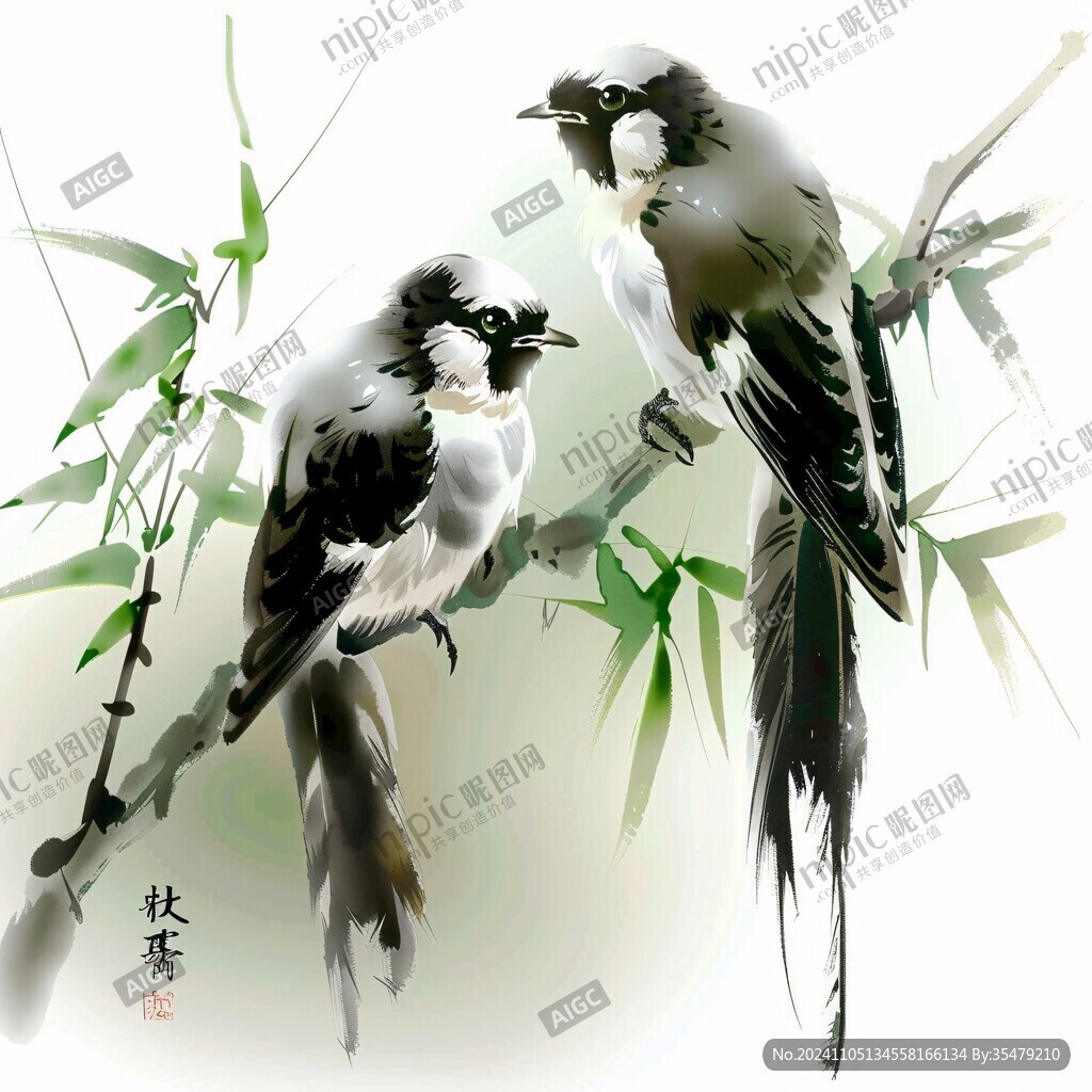 喜鹊登竹