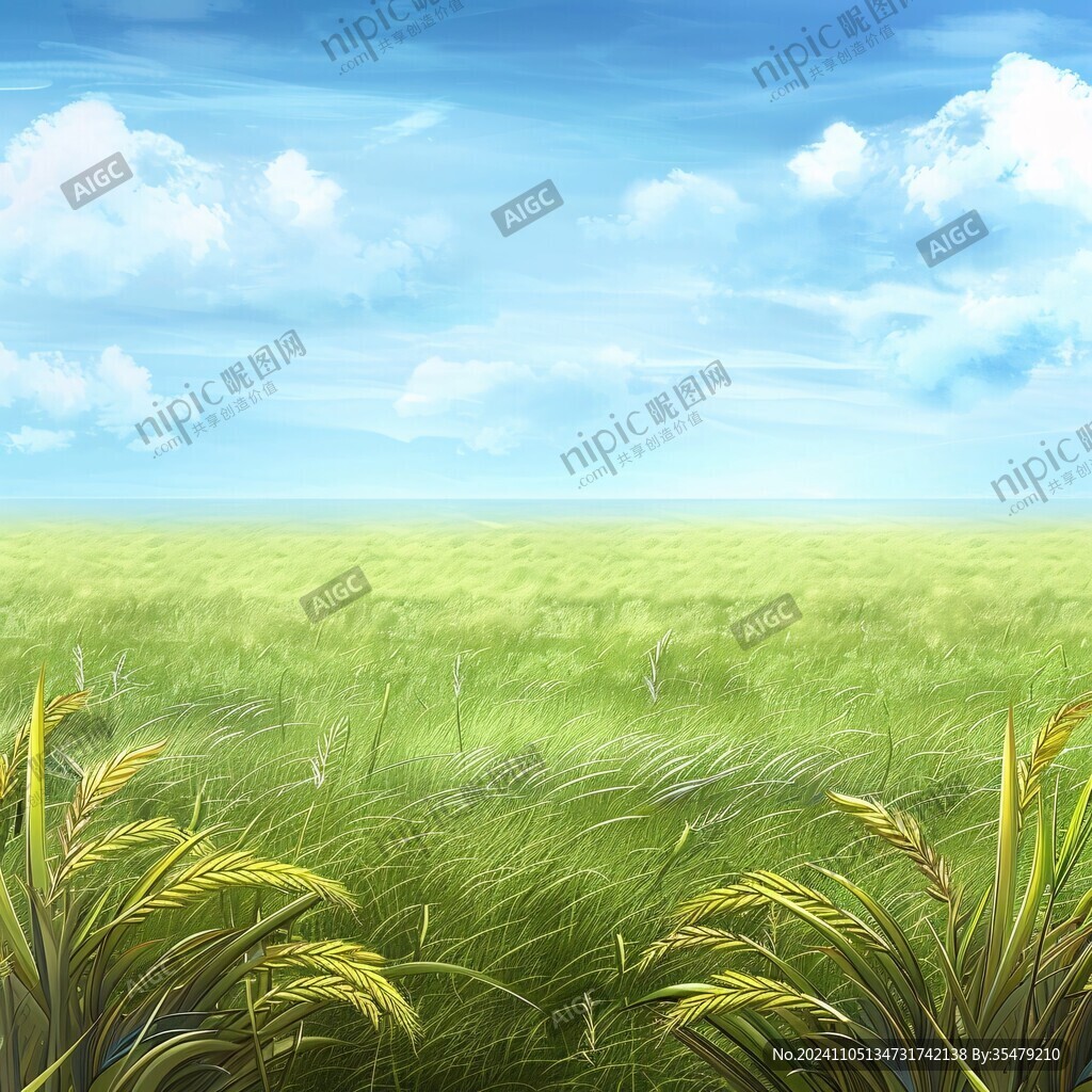 稻田插画背景