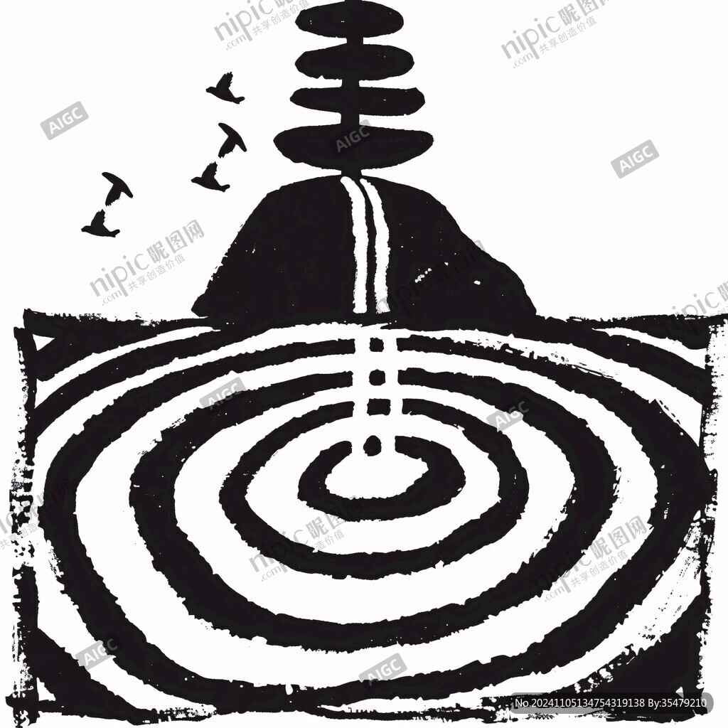 螺旋旋转禅意墨迹墨痕
