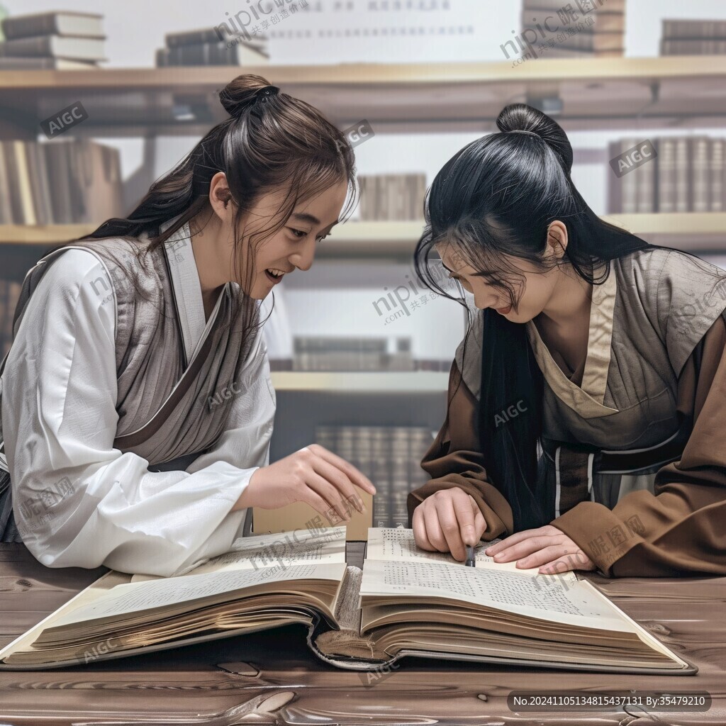 古人物读书蜡像