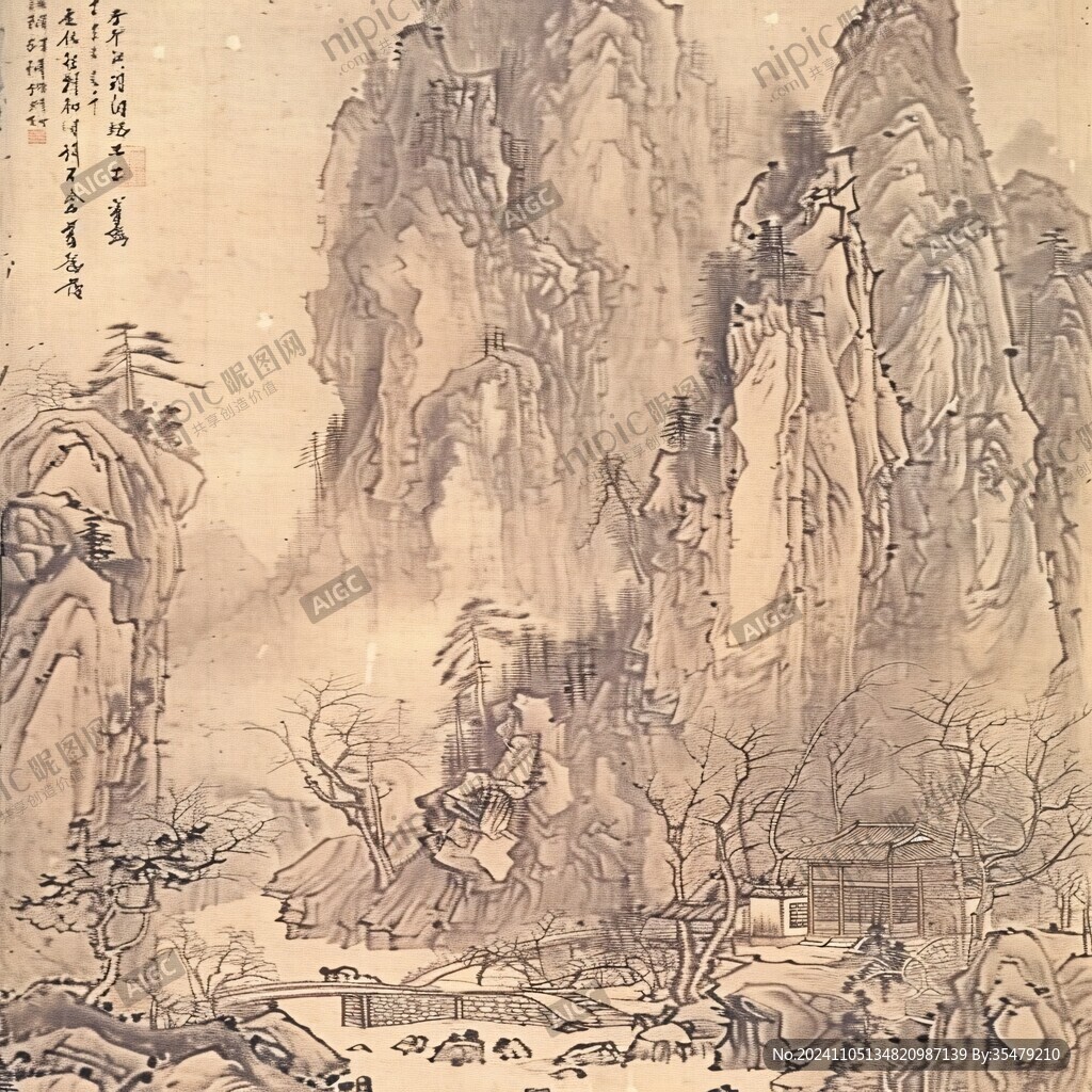 仿古工笔山水
