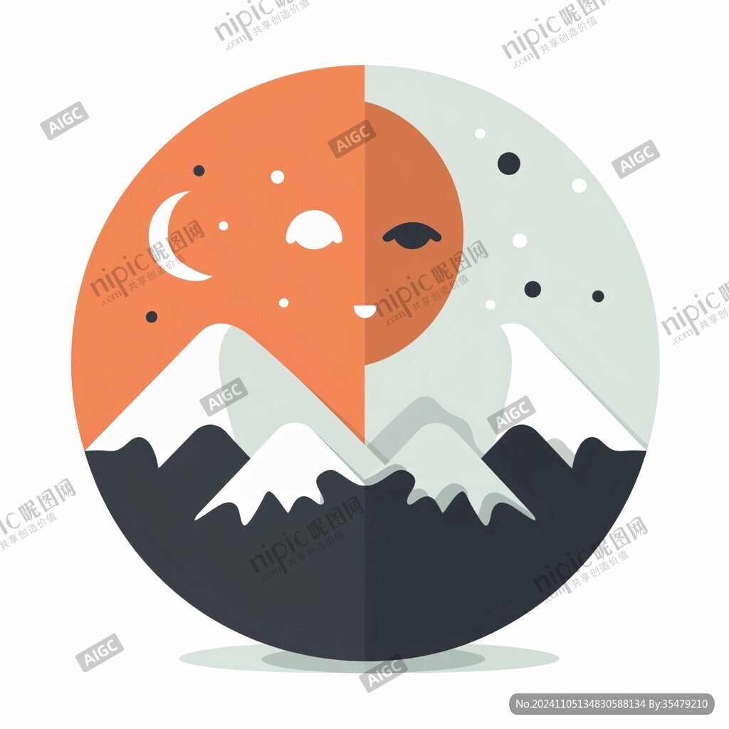 抽象昼夜山水