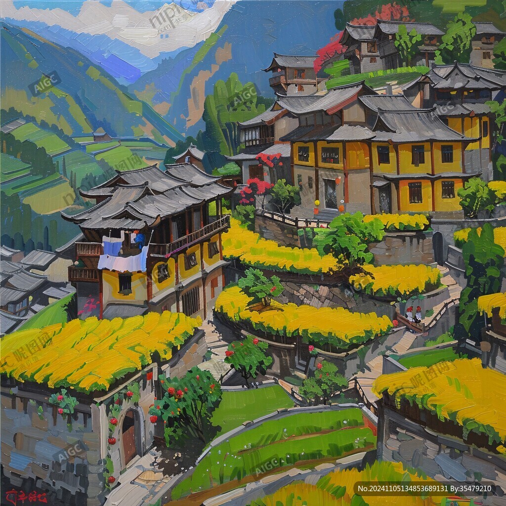 融水县风光插画