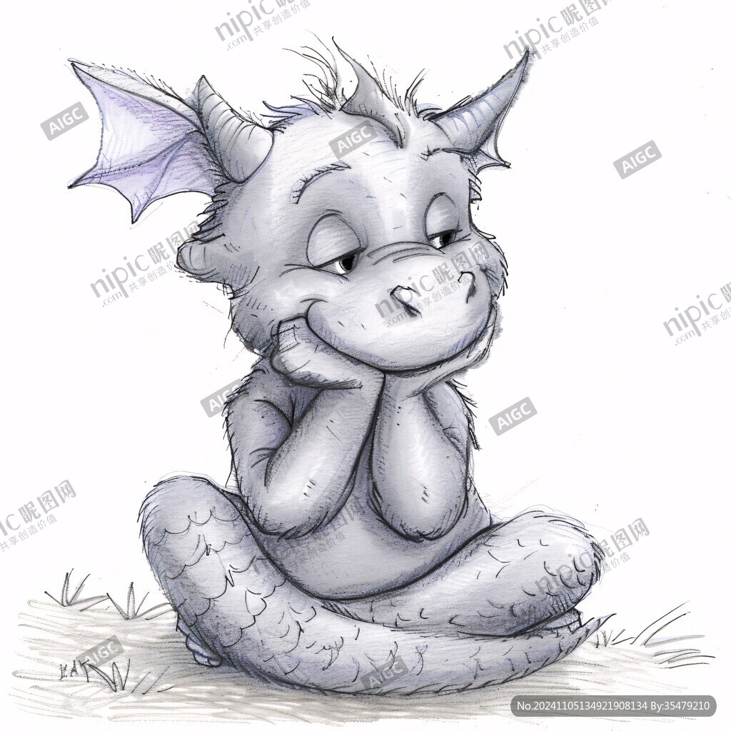 手绘小龙插画