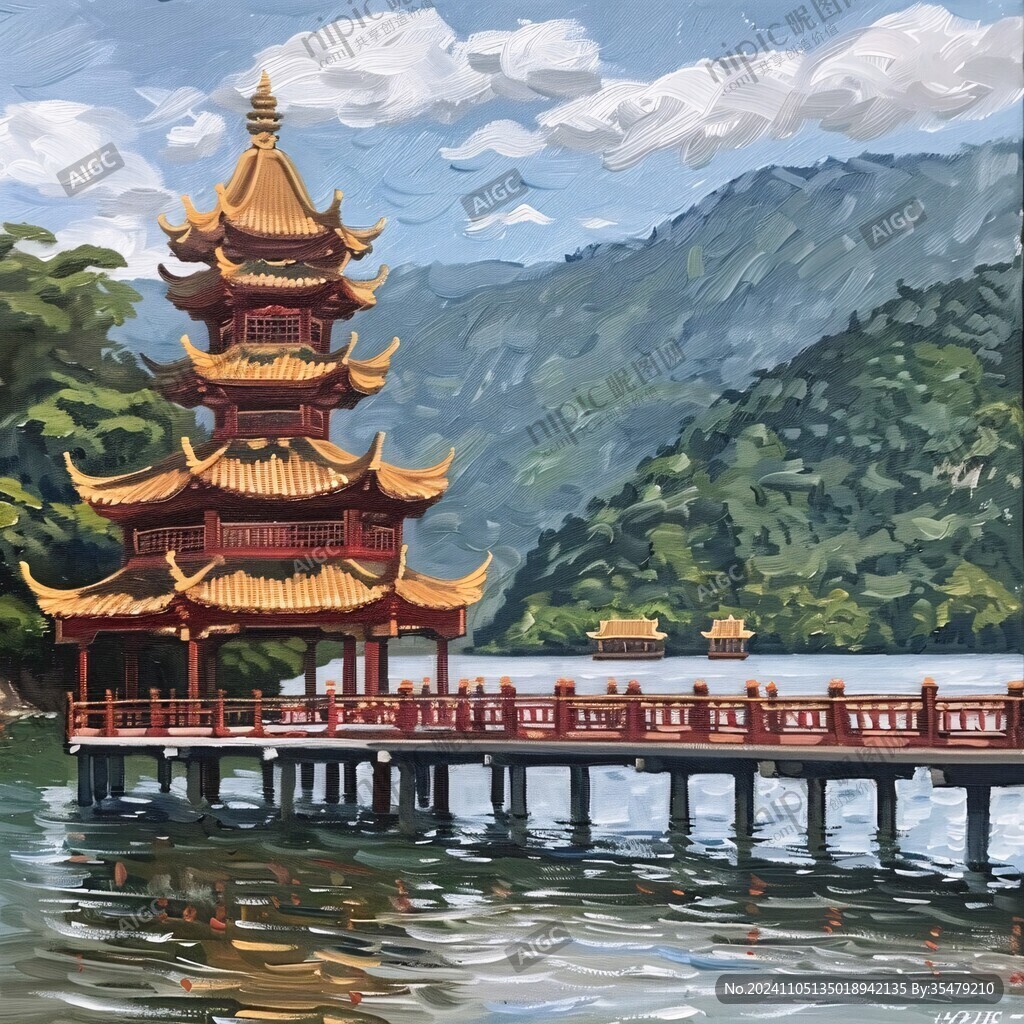 插画爱晚亭