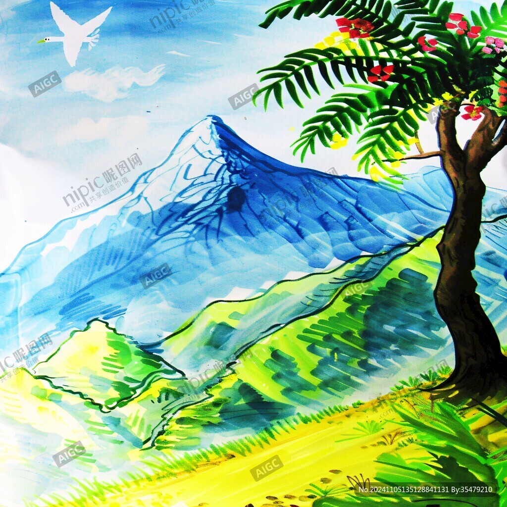 山风景插画包装