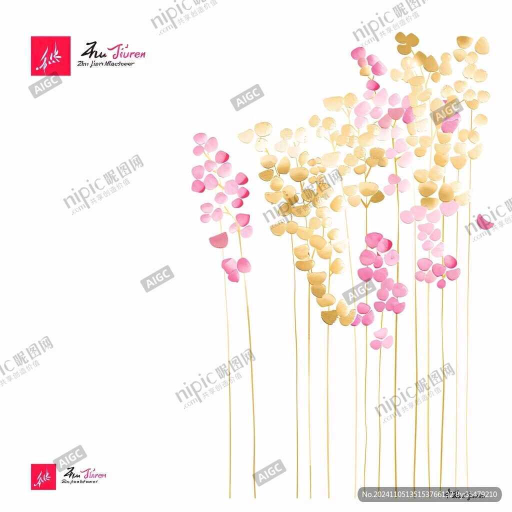 玫粉系手绘花艺素材
