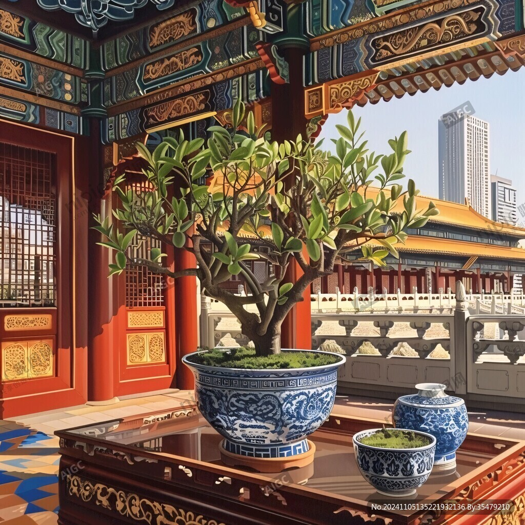 嵌丝珐琅万年青盆景