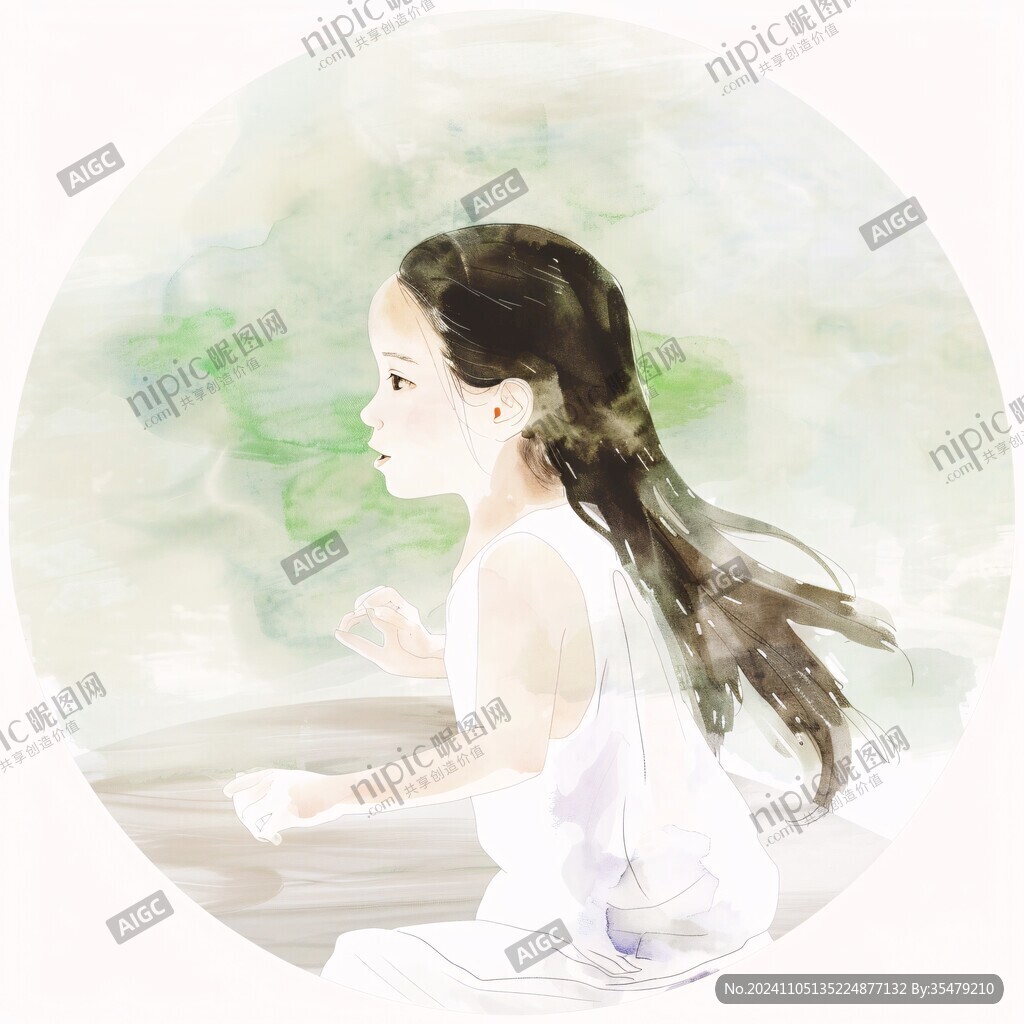 午后的小女孩插画