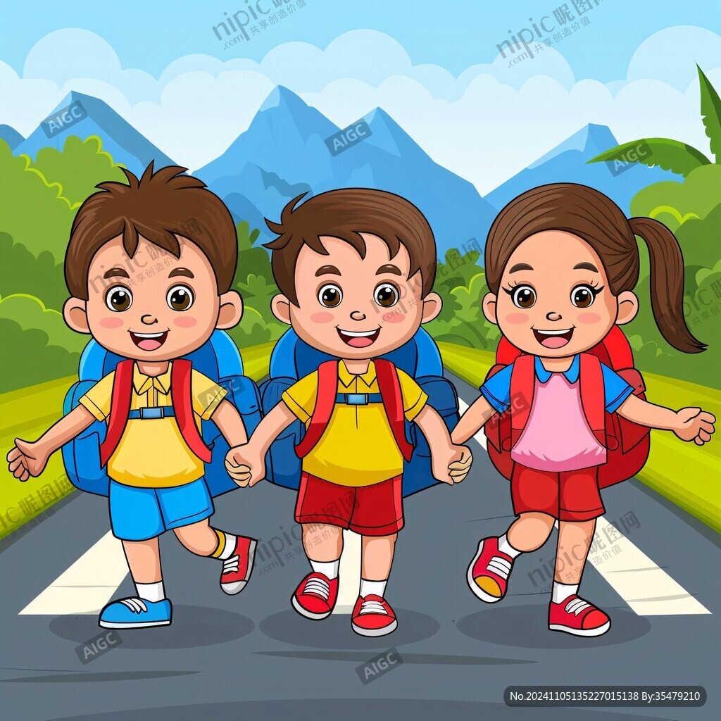 上学卡通小学生
