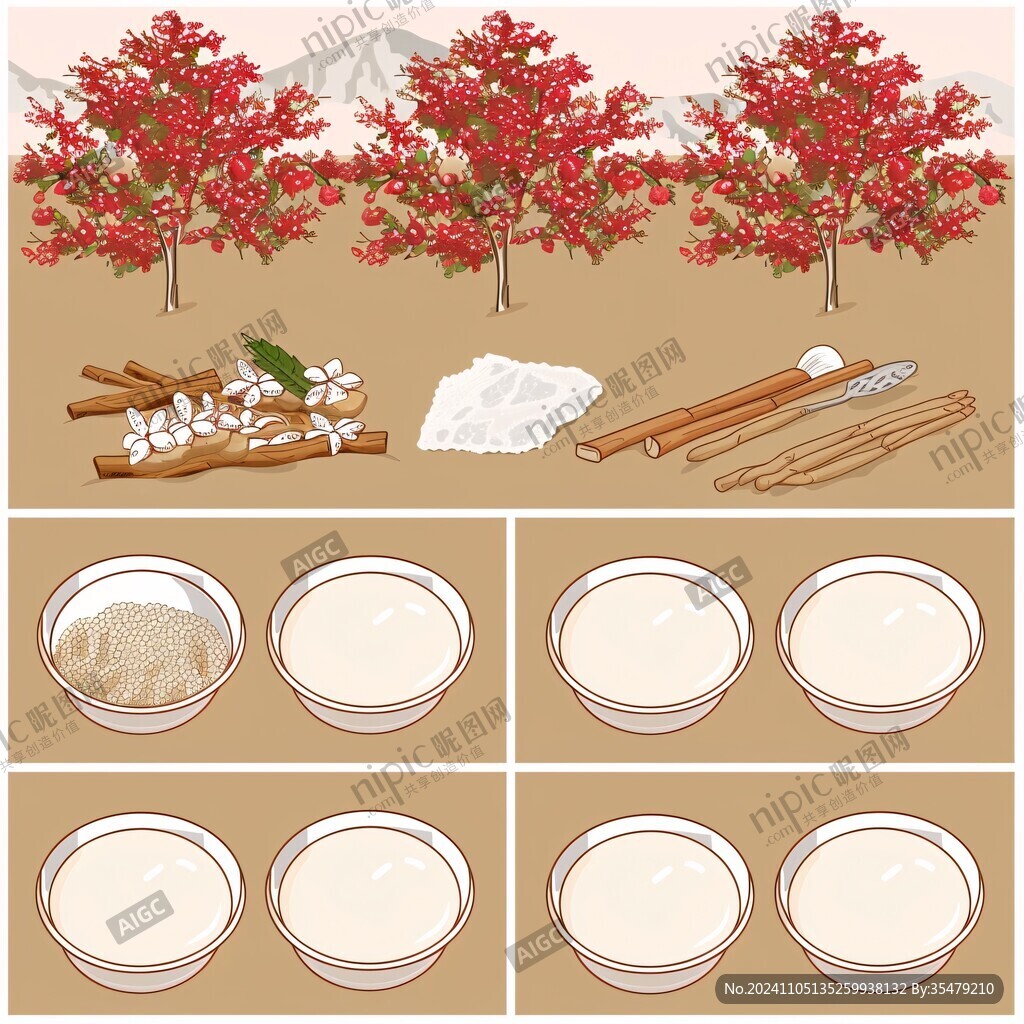 中医膏方制作流程插画