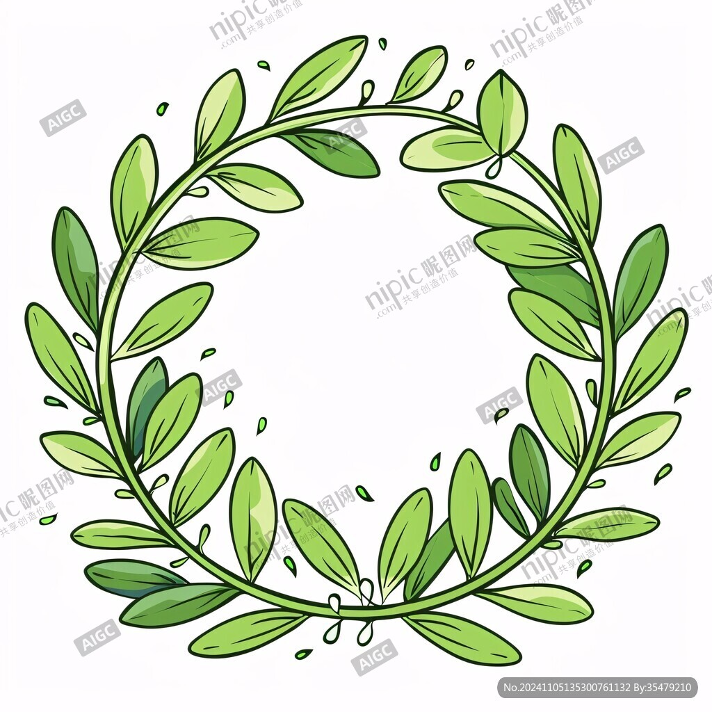 圆形绿植花边