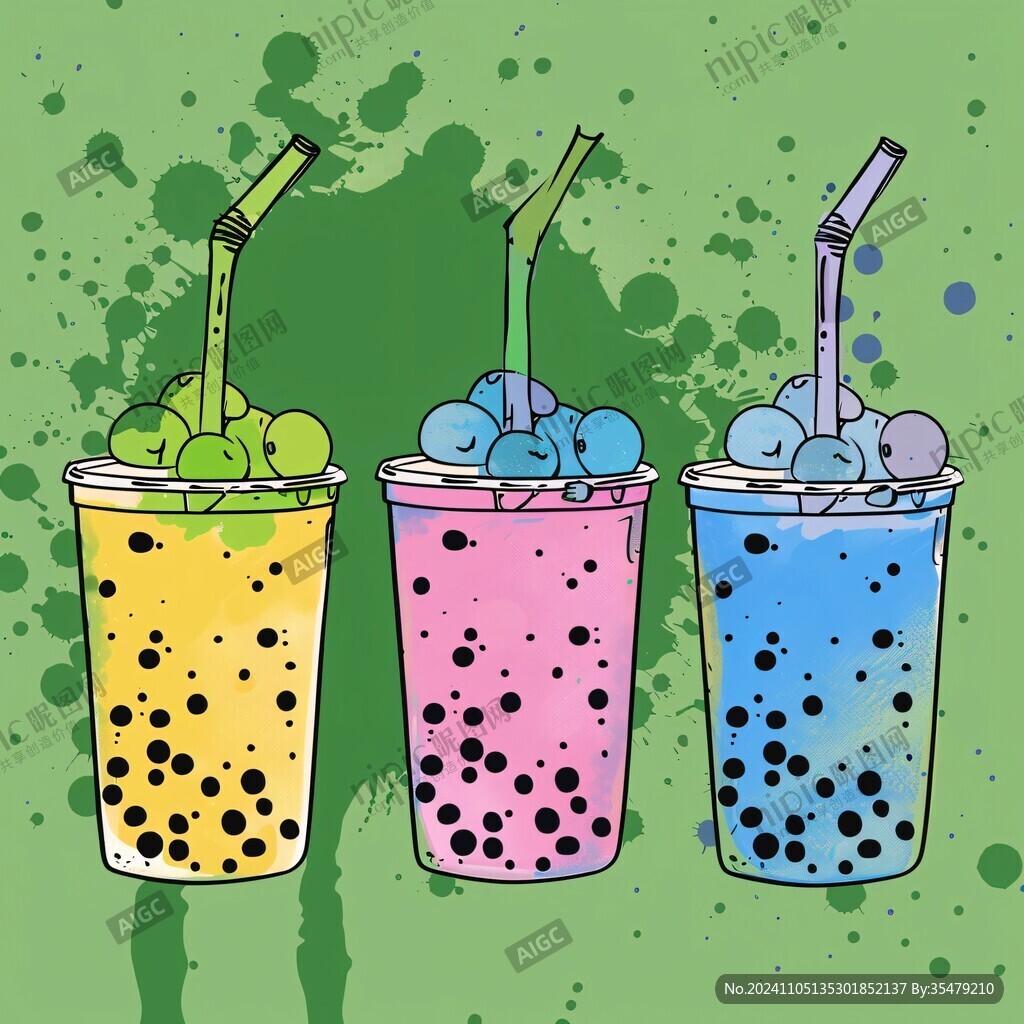 手绘珍珠奶茶
