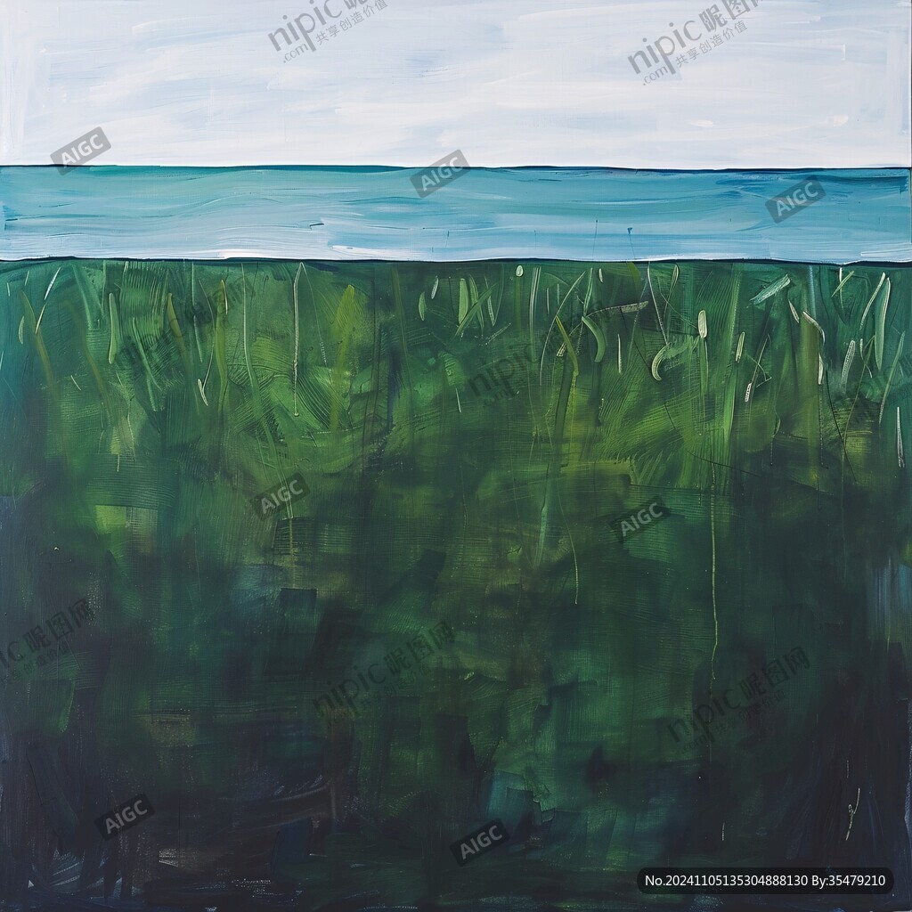深绿色油画