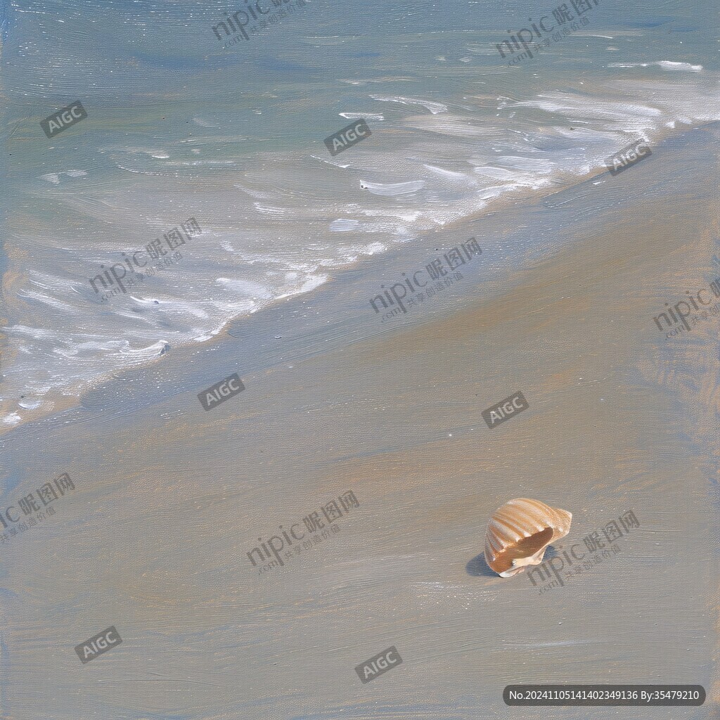 海滩油画