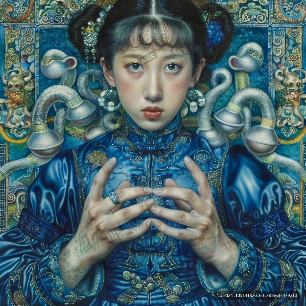 水彩清朝美女