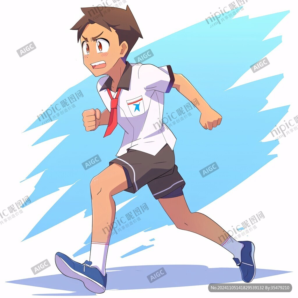 手绘奔跑的少年