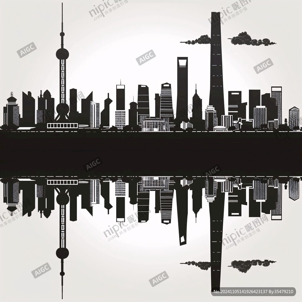 北上广深剪影轮廓背景