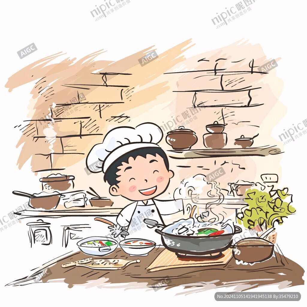 做美食男孩插画